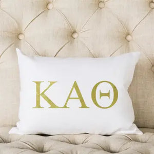 Sorority White and Gold Pillow