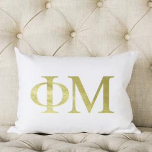 Sorority White and Gold Pillow